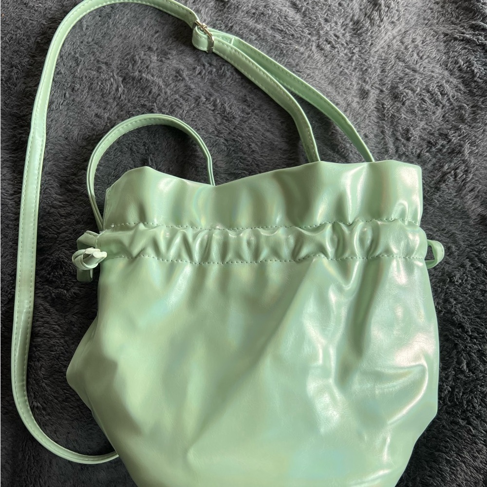 Mint Green Drawstring Crossbody Bag - Picture 1 of 3